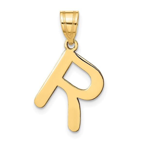 Kazi Luxury 14k Yellow Gold Polished Bubble Letter R Initial Pendant